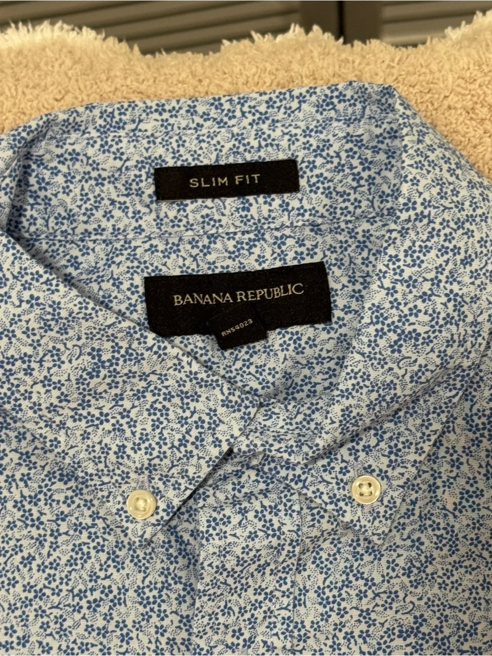 Men’s Banana Republic Slim Fit Floral Button‑Down Shirt Blue Size M